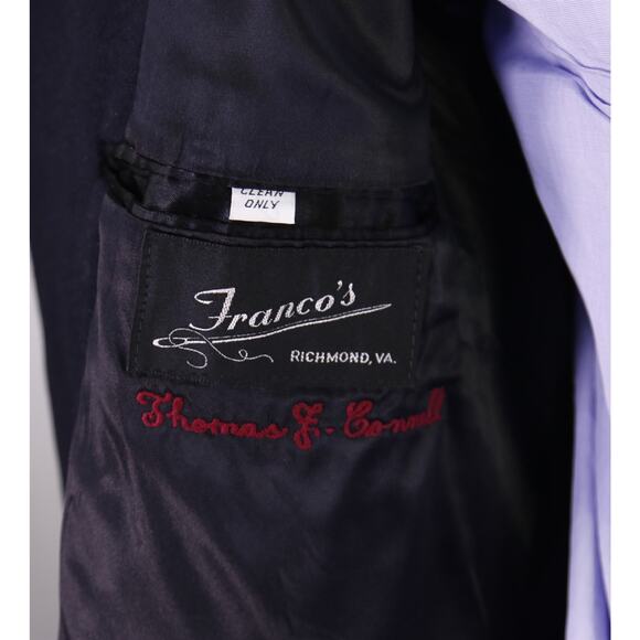 Franco's Custom Navy Blue 100% Cashmere Karamai Full Length Overcoat Coat 42R - Picture 6 of 7